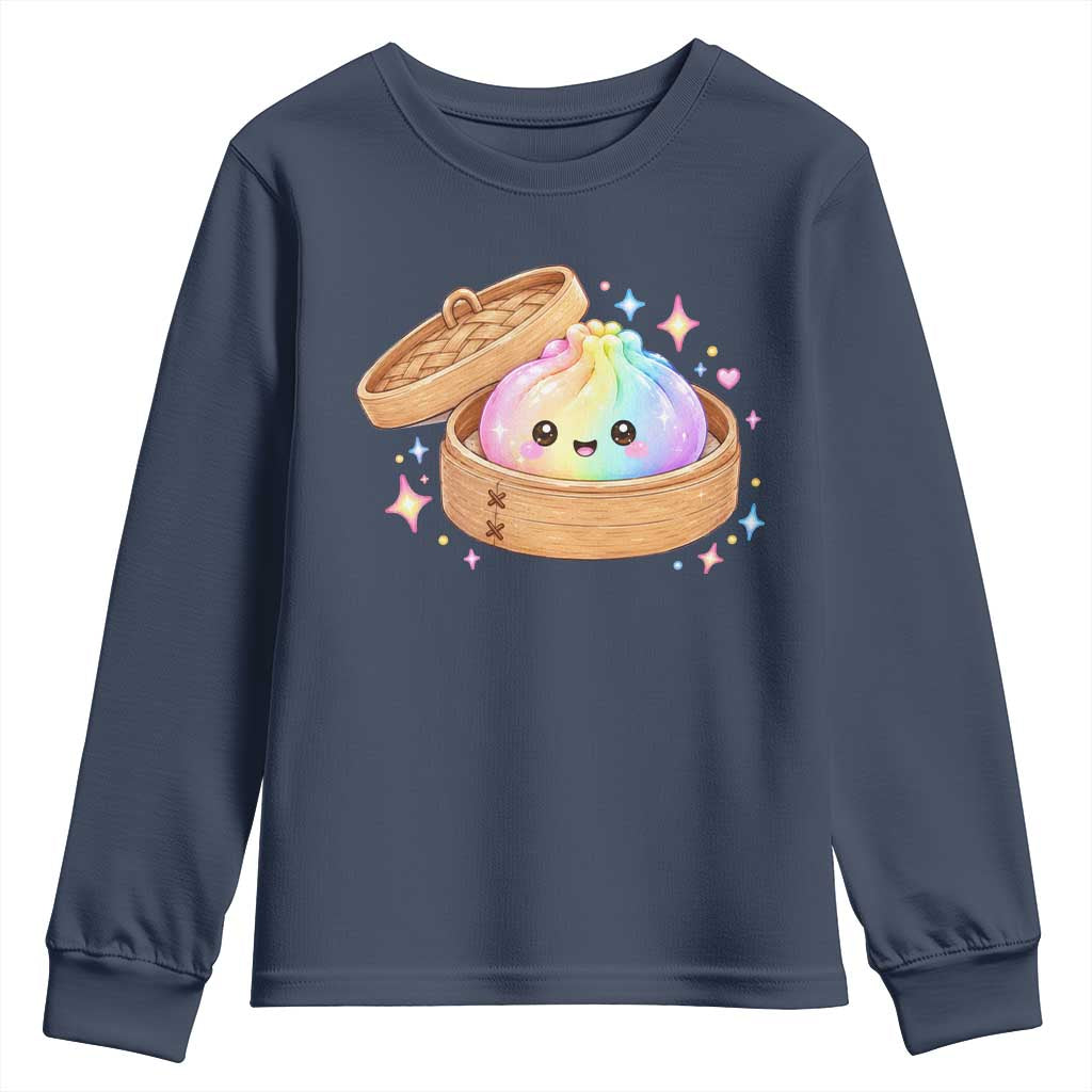 Cute Rainbow Dumpling Squishy Youth Sweatshirt Kawaii Graphic TS10 Navy Print Your Wear