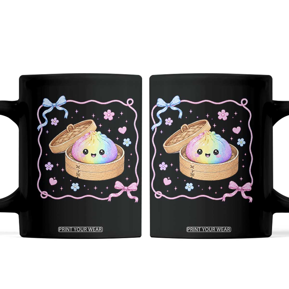 Squishy Lovers Coffee Mug Cute Dumpling Graphic Coquette Bow Girls TS10 Black Print Your Wear