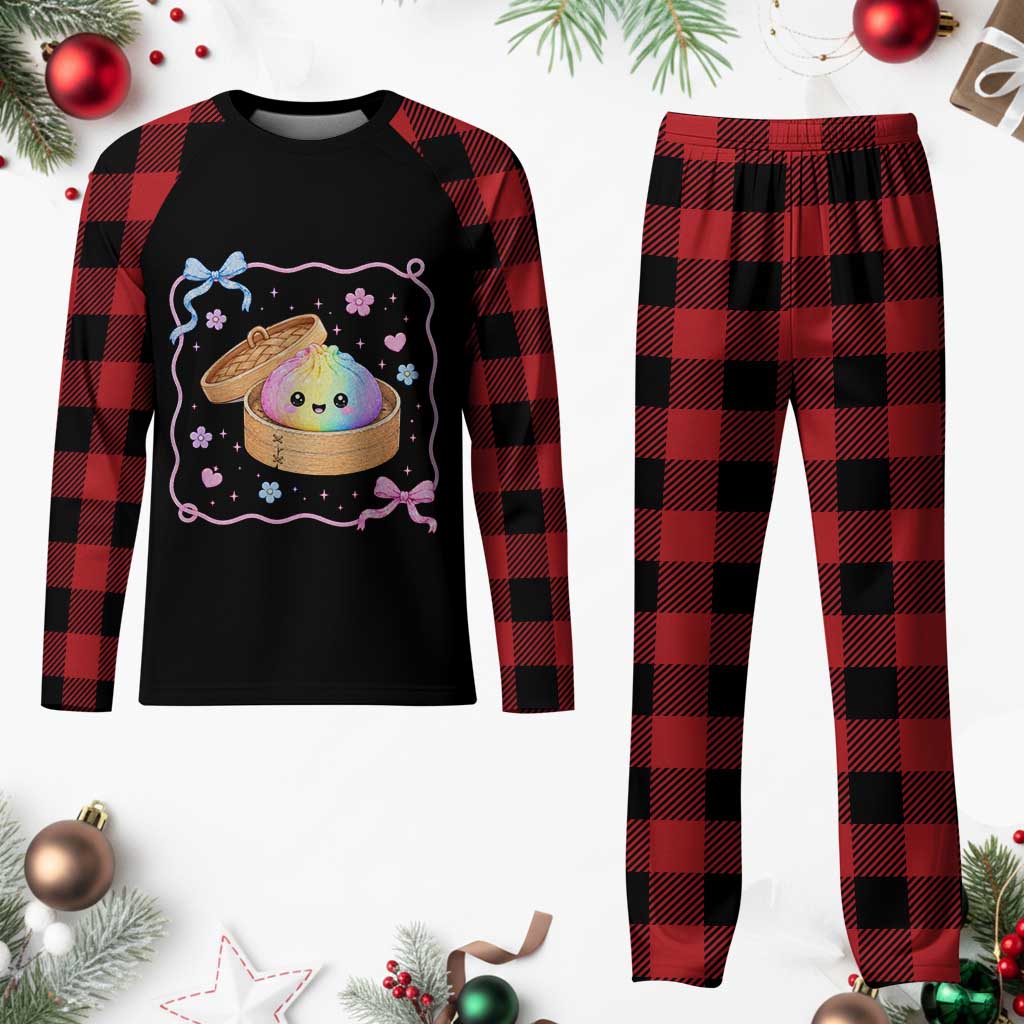 Squishy Lovers Plaid Pajama Set Cute Dumpling Graphic Coquette Bow Girls TS10 Buffalo Plaid Print Your Wear