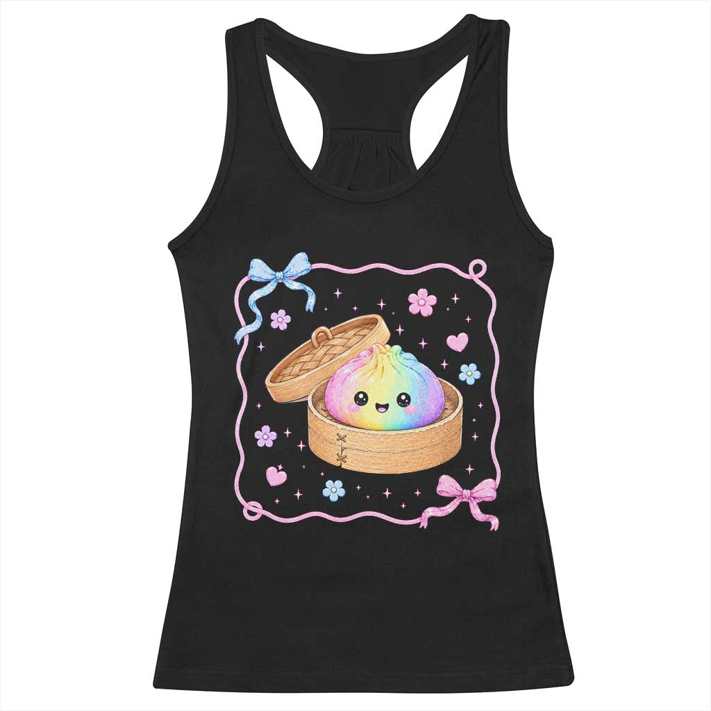 Squishy Lovers Racerback Tank Top Cute Dumpling Graphic Coquette Bow Girls TS10 Black Print Your Wear