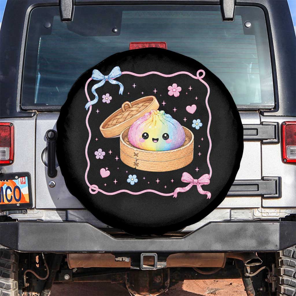 Squishy Lovers Spare Tire Cover Cute Dumpling Graphic Coquette Bow Girls TS10 No hole Black Print Your Wear