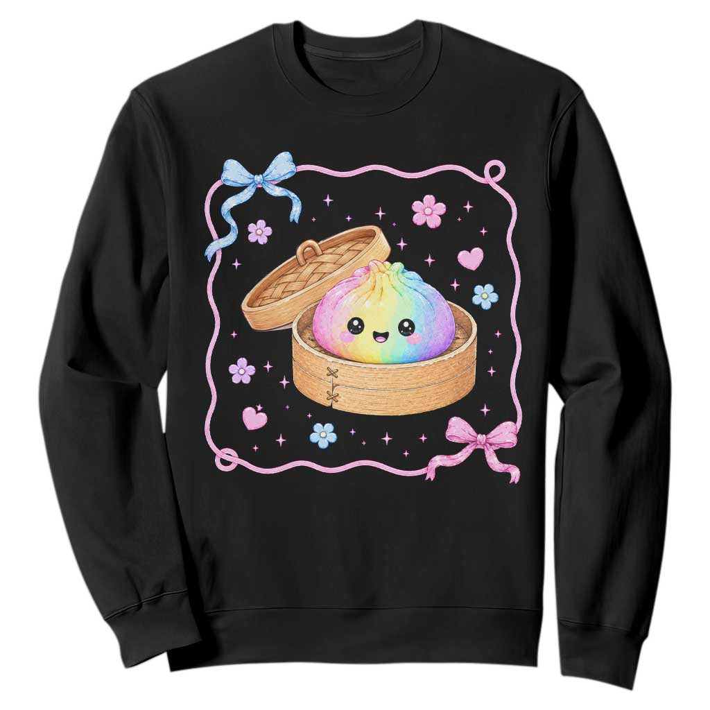Squishy Lovers Sweatshirt Cute Dumpling Graphic Coquette Bow Girls TS10 Black Print Your Wear