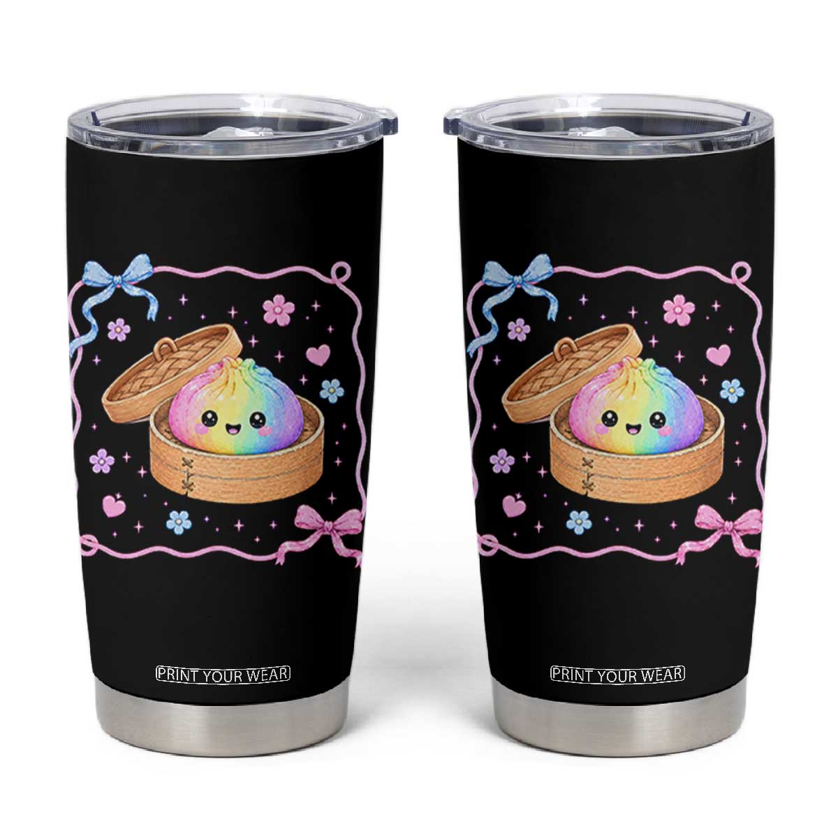 Squishy Lovers Tumbler Cup Cute Dumpling Graphic Coquette Bow Girls TS10 Black Print Your Wear