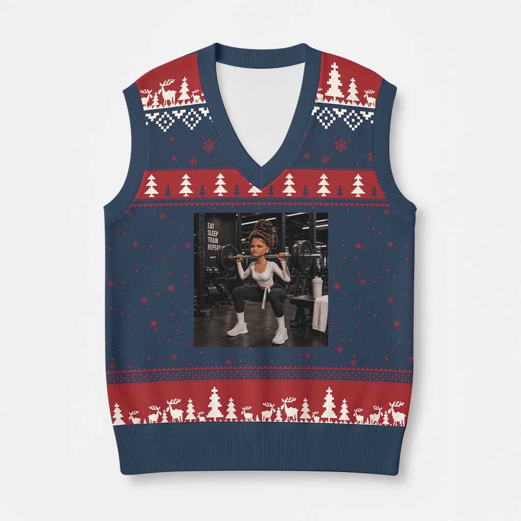 Disgusting Gym Girl Funny Workout Meme V-Neck Knit Sweater Vest Humor Fitness Lovers TS10 Navy Red Print Your Wear