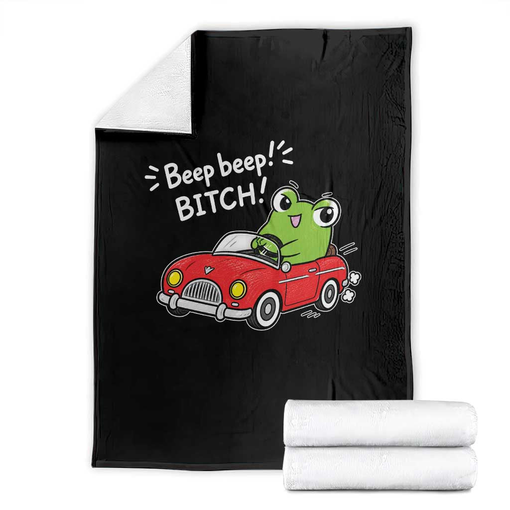 Beep Beep Frog Throw Blanket Funny Driving Frog Red Convertible Car Graphic TS10 Black Print Your Wear