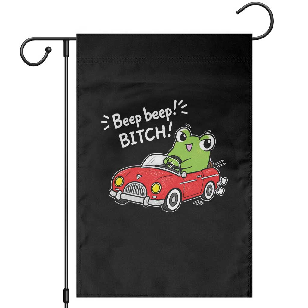 Beep Beep Frog Garden Flag Funny Driving Frog Red Convertible Car Graphic TS10 Black Print Your Wear