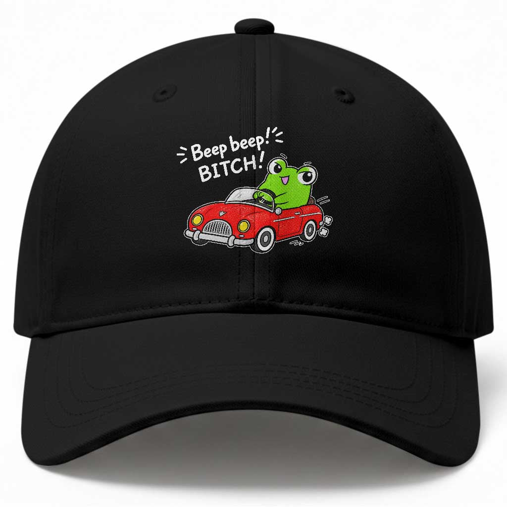 Beep Beep Frog Baseball Cap Funny Driving Frog Red Convertible Car Graphic TS10 Print Your Wear