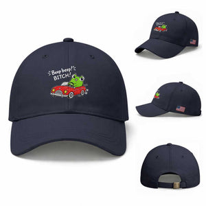 Beep Beep Frog Baseball Cap Funny Driving Frog Red Convertible Car Graphic TS10 Baseball Cap Universal Fit Navy Print Your Wear