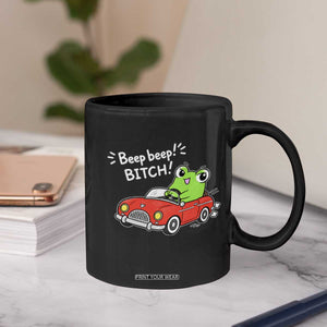 Beep Beep Frog Coffee Mug Funny Driving Frog Red Convertible Car Graphic TS10 Print Your Wear