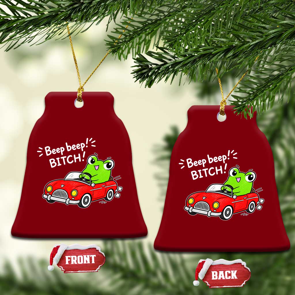 Beep Beep Frog Ceramic Ornament Funny Driving Frog Red Convertible Car Graphic TS10 Print Your Wear
