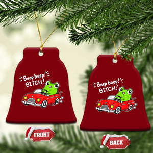 Beep Beep Frog Ceramic Ornament Funny Driving Frog Red Convertible Car Graphic TS10 Print Your Wear