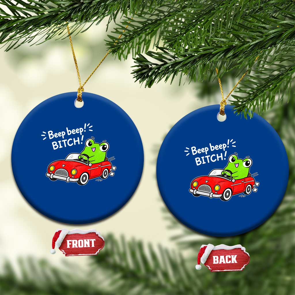 Beep Beep Frog Ceramic Ornament Funny Driving Frog Red Convertible Car Graphic TS10 1pc Blue Print Your Wear