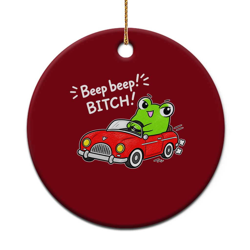 Beep Beep Frog Ceramic Ornament Funny Driving Frog Red Convertible Car Graphic TS10 1pc Red Print Your Wear
