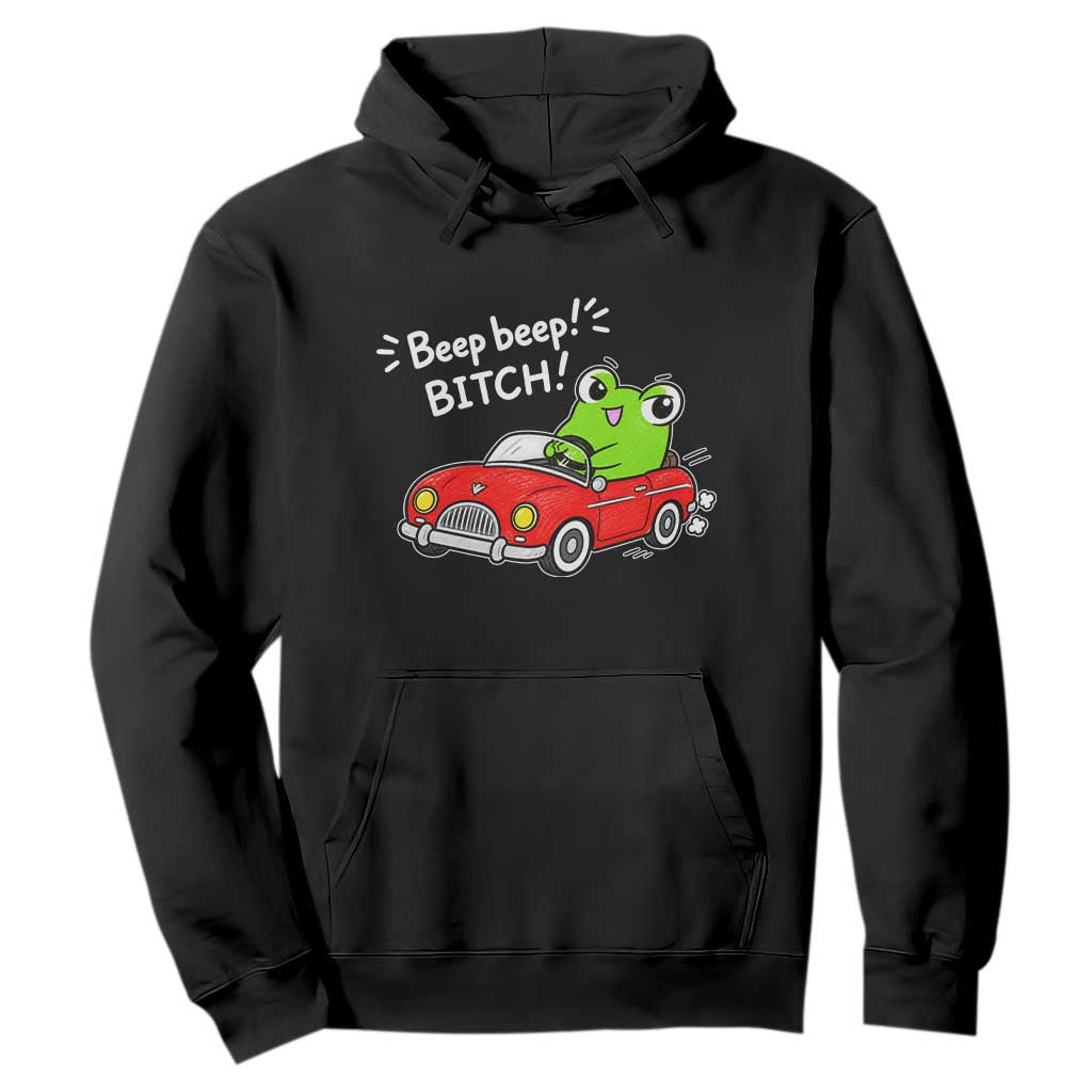 Beep Beep Frog Hoodie Funny Driving Frog Red Convertible Car Graphic TS10 Black Print Your Wear