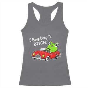 Beep Beep Frog Racerback Tank Top Funny Driving Frog Red Convertible Car Graphic TS10 Charcoal Print Your Wear