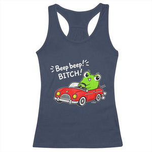 Beep Beep Frog Racerback Tank Top Funny Driving Frog Red Convertible Car Graphic TS10 Navy Print Your Wear