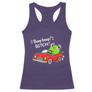 Beep Beep Frog Racerback Tank Top Funny Driving Frog Red Convertible Car Graphic TS10 Purple Print Your Wear