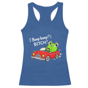 Beep Beep Frog Racerback Tank Top Funny Driving Frog Red Convertible Car Graphic TS10 Royal Blue Print Your Wear