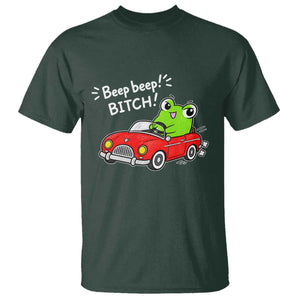 Beep Beep Frog T Shirt Funny Driving Frog Red Convertible Car Graphic TS10 Dark Forest Green Print Your Wear