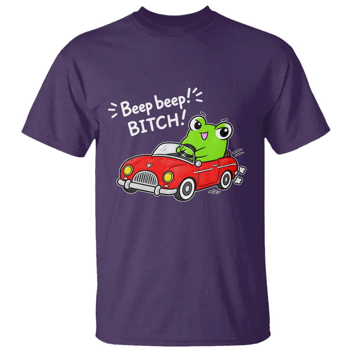 Beep Beep Frog T Shirt Funny Driving Frog Red Convertible Car Graphic TS10 Purple Print Your Wear