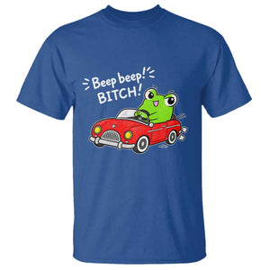 Beep Beep Frog T Shirt Funny Driving Frog Red Convertible Car Graphic TS10 Royal Blue Print Your Wear