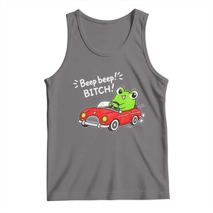 Beep Beep Frog Tank Top Funny Driving Frog Red Convertible Car Graphic TS10 Deep Heather Print Your Wear