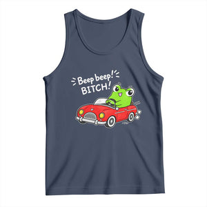 Beep Beep Frog Tank Top Funny Driving Frog Red Convertible Car Graphic TS10 Navy Print Your Wear