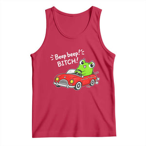 Beep Beep Frog Tank Top Funny Driving Frog Red Convertible Car Graphic TS10 Red Print Your Wear
