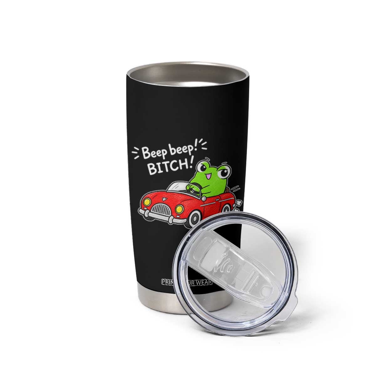 Beep Beep Frog Tumbler Cup Funny Driving Frog Red Convertible Car Graphic TS10 Print Your Wear