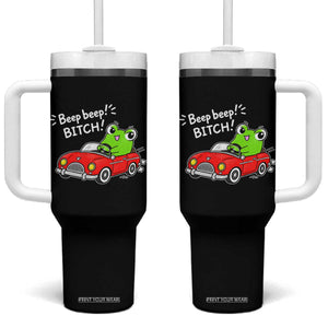 Beep Beep Frog Tumbler With Handle Funny Driving Frog Red Convertible Car Graphic TS10 One Size: 40 oz Black Print Your Wear