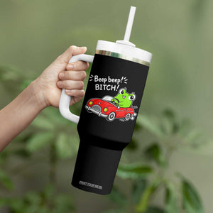 Beep Beep Frog Tumbler With Handle Funny Driving Frog Red Convertible Car Graphic TS10 Print Your Wear