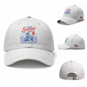 I Will Succeed Because I Am Insane Cowgirl Riding Tiger Vintage Graphic Baseball Cap TS10 Baseball Cap Universal Fit White Print Your Wear