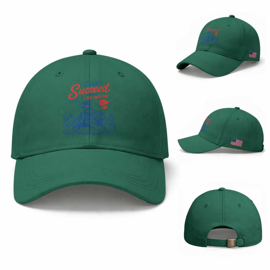 I Will Succeed Because I Am Insane Cowgirl Riding Tiger Vintage Graphic Baseball Cap TS10 Baseball Cap Universal Fit Irish Green Print Your Wear