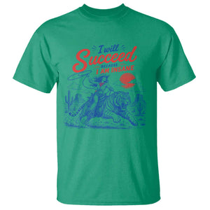 I Will Succeed Because I Am Insane Cowgirl Riding Tiger Vintage Graphic T Shirt TS10 Irish Green Print Your Wear