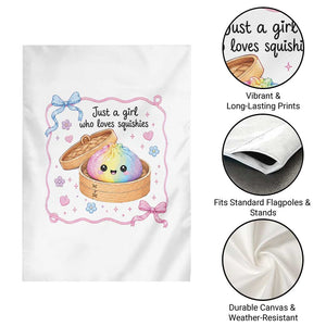 Just A Girl Who Loves Squishies Garden Flag Cute Dumpling Graphic Coquette Bow Girls TS10 Print Your Wear