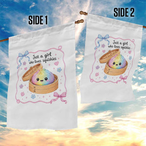 Just A Girl Who Loves Squishies Garden Flag Cute Dumpling Graphic Coquette Bow Girls TS10 Print Your Wear
