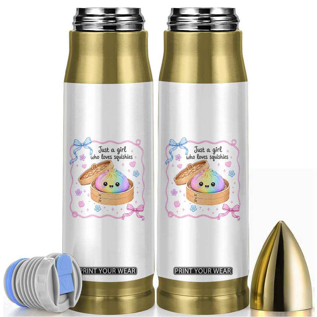 Just A Girl Who Loves Squishies Bullet Tumbler Cute Dumpling Graphic Coquette Bow Girls TS10 White Print Your Wear