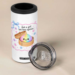 Just A Girl Who Loves Squishies 4 in 1 Can Cooler Tumbler Cute Dumpling Graphic Coquette Bow Girls TS10 Print Your Wear