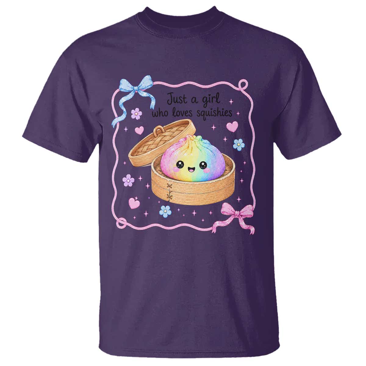 Just A Girl Who Loves Squishies T Shirt Cute Dumpling Graphic Coquette Bow Girls TS10 Purple Print Your Wear