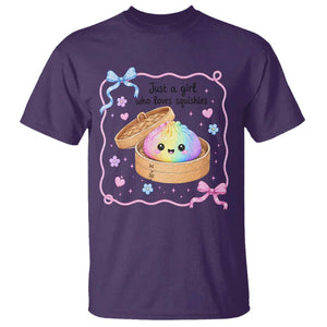 Just A Girl Who Loves Squishies T Shirt Cute Dumpling Graphic Coquette Bow Girls TS10 Purple Print Your Wear