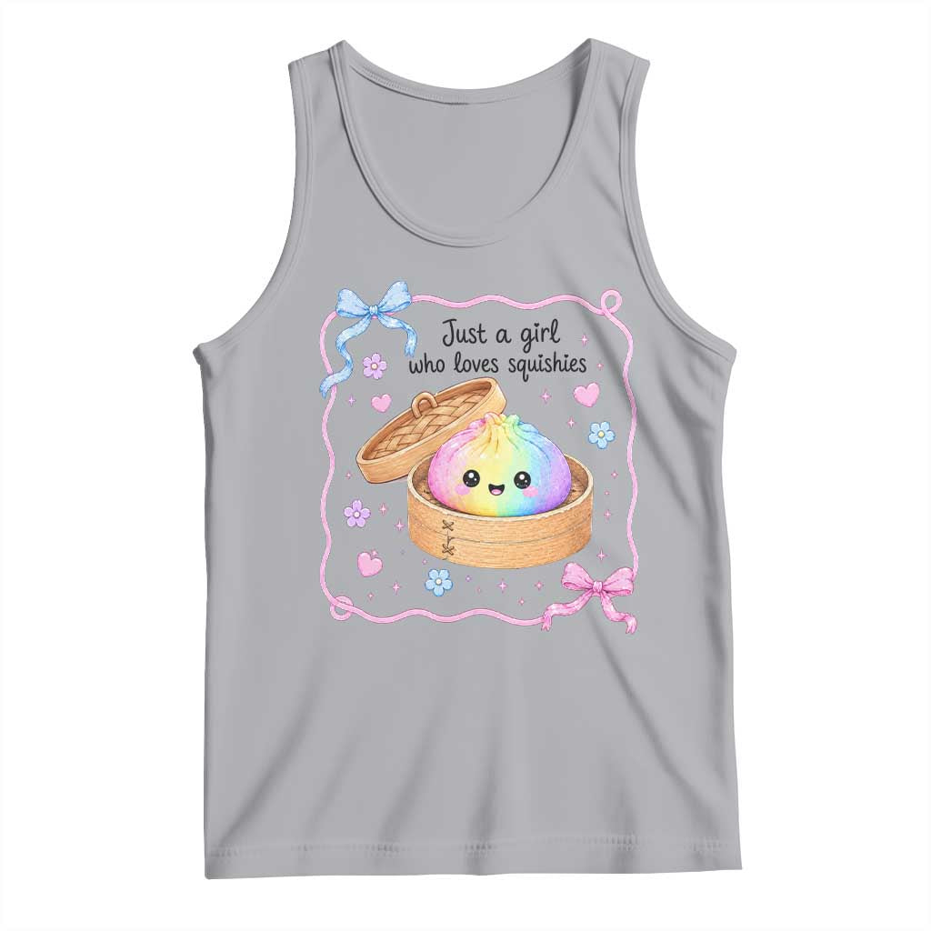 Just A Girl Who Loves Squishies Tank Top Cute Dumpling Graphic Coquette Bow Girls TS10 Athletic Heather Print Your Wear