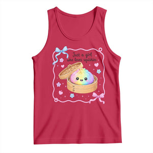Just A Girl Who Loves Squishies Tank Top Cute Dumpling Graphic Coquette Bow Girls TS10 Red Print Your Wear