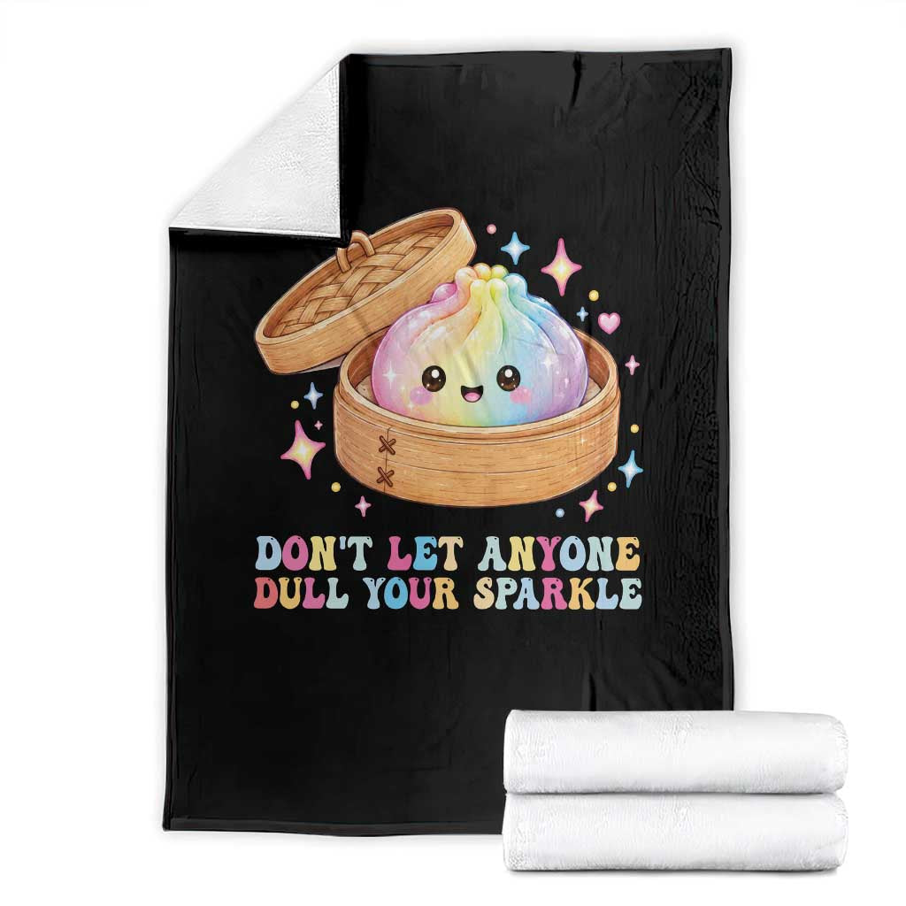 Dont Let Anyone Dull Your Sparkle Cute Rainbow Dumpling Squishy Graphic Throw Blanket TS10 Black Print Your Wear