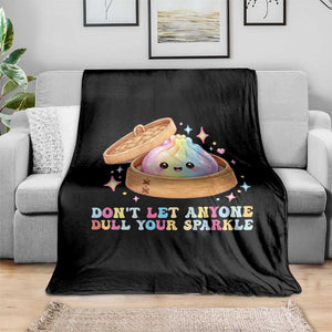 Dont Let Anyone Dull Your Sparkle Cute Rainbow Dumpling Squishy Graphic Throw Blanket