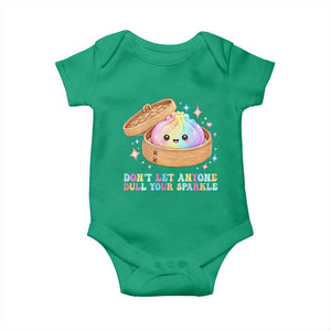 Dont Let Anyone Dull Your Sparkle Cute Rainbow Dumpling Squishy Graphic Baby Onesie TS10 Irish Green Print Your Wear