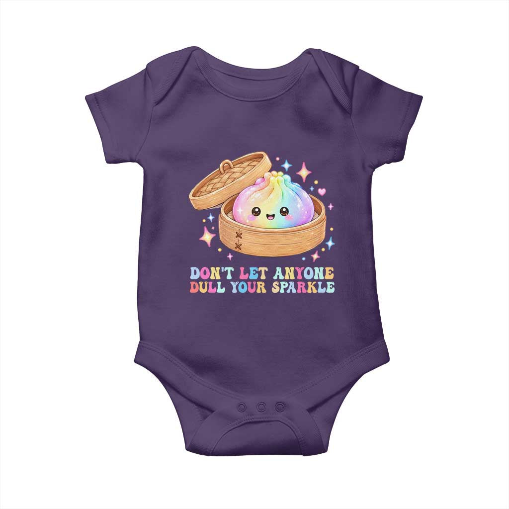 Dont Let Anyone Dull Your Sparkle Cute Rainbow Dumpling Squishy Graphic Baby Onesie TS10 Purple Print Your Wear