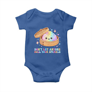 Dont Let Anyone Dull Your Sparkle Cute Rainbow Dumpling Squishy Graphic Baby Onesie TS10 Royal Blue Print Your Wear