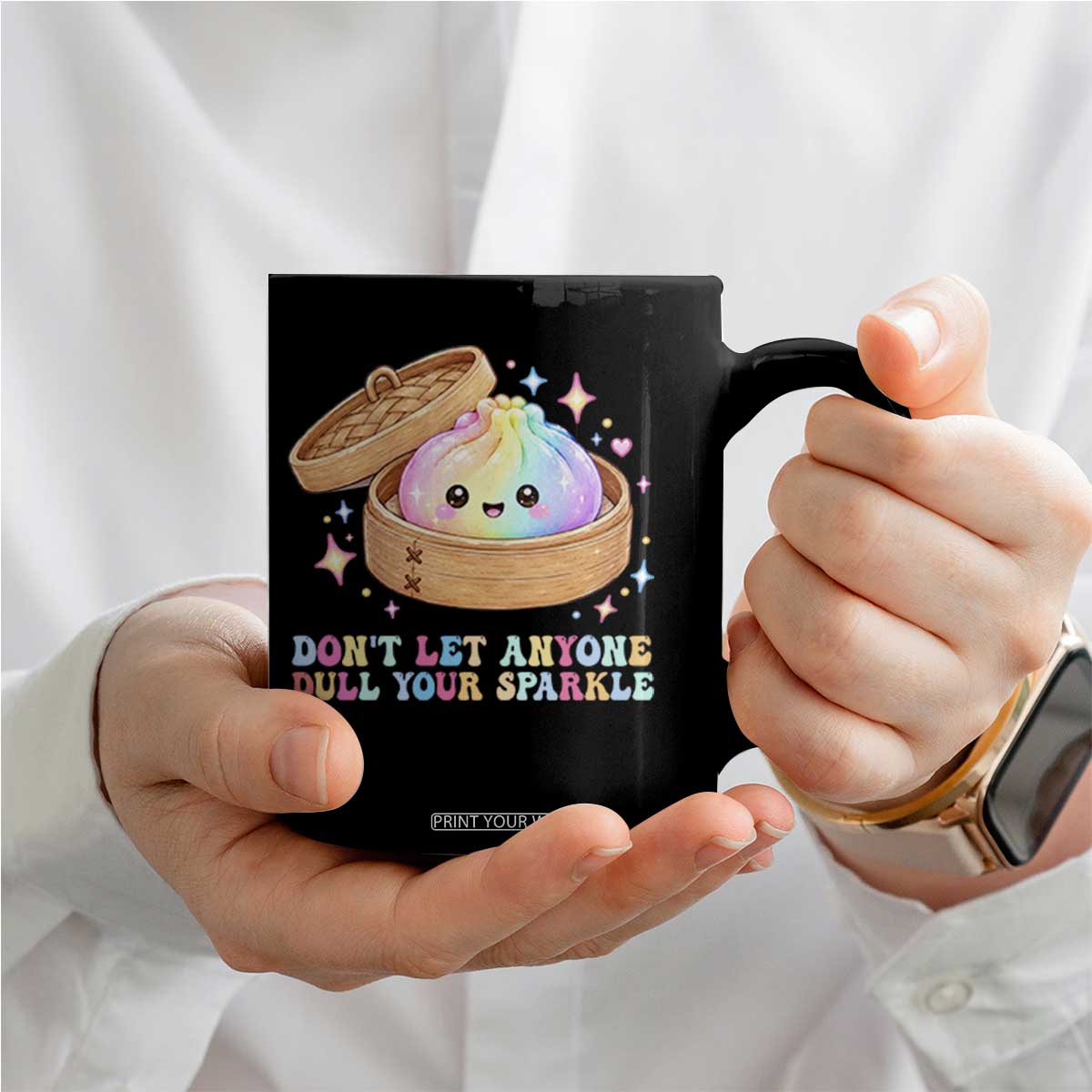 Dont Let Anyone Dull Your Sparkle Cute Rainbow Dumpling Squishy Graphic Coffee Mug