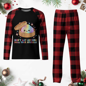 Dont Let Anyone Dull Your Sparkle Cute Rainbow Dumpling Squishy Graphic Plaid Pajama Set TS10 Buffalo Plaid Print Your Wear