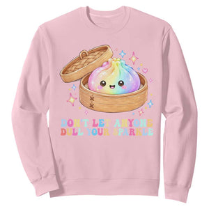 Dont Let Anyone Dull Your Sparkle Cute Rainbow Dumpling Squishy Graphic Sweatshirt TS10 Light Pink Print Your Wear